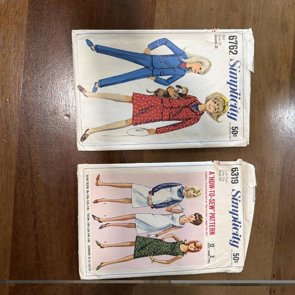 2- Vintage 1960S Simplicity Sewing Pattern‎ Girl/Teen Size 10